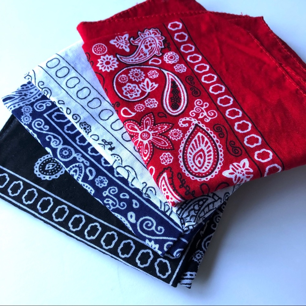 Kaiser 100% Cotton Bandanas Red White Blue Black - Picture 2 of 9